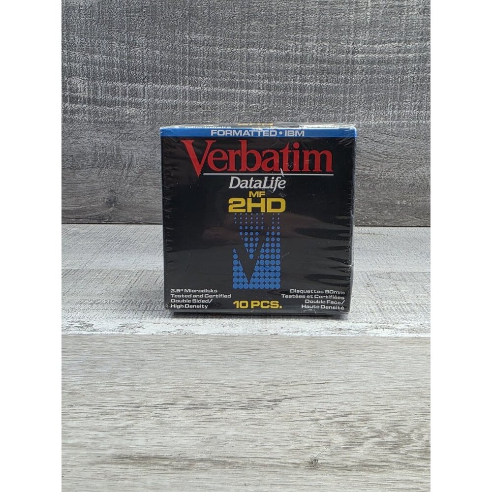 Verbatim DataLife MF 2HD Micro disks 3.5 Formatted IBM Floppy 10-pk Sealed b214